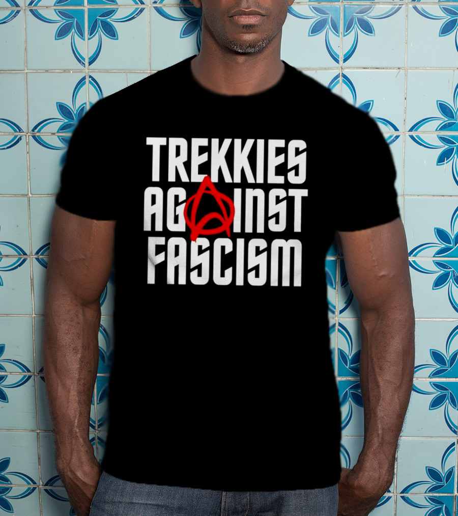 TREKKIES AGAINST FASCISM Anarchy Symbol Resistance T-Shirt