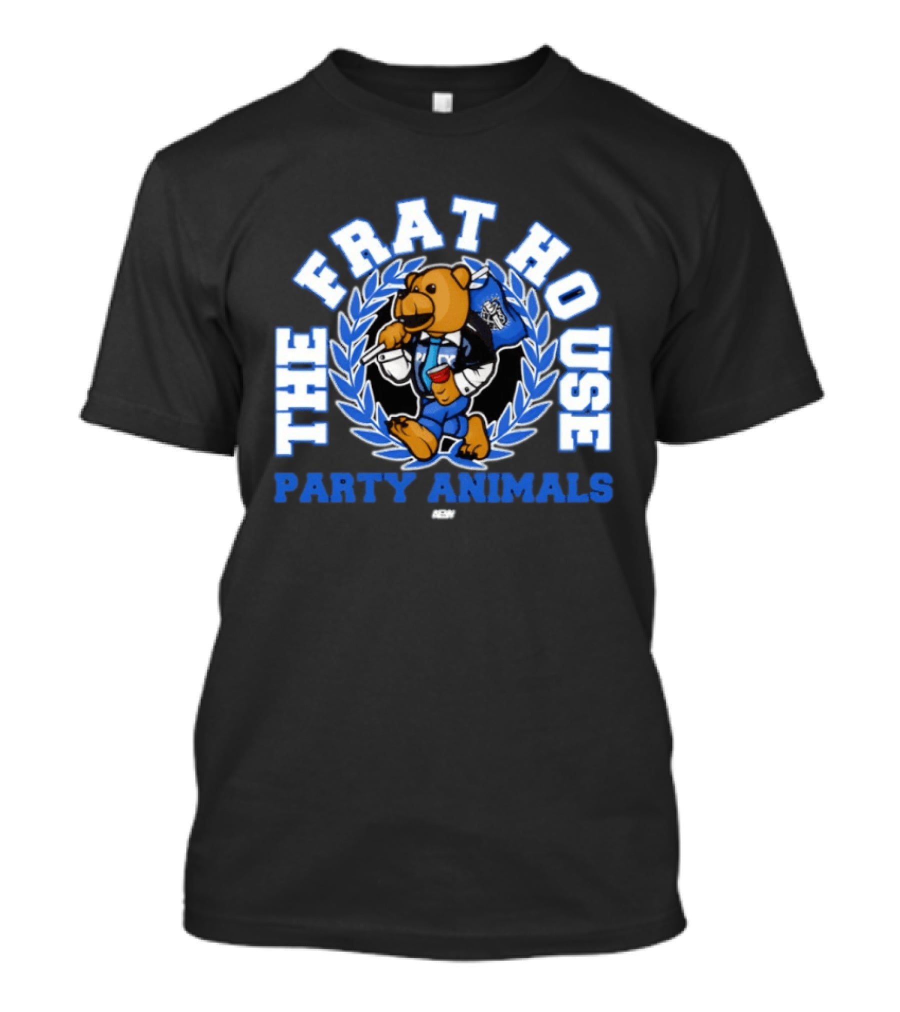 The Frat House Party Animals Beer Bear Drinking In Blue College Jacket T-Shirt
