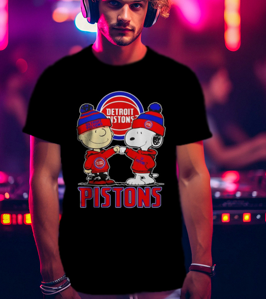 Detroit Pistons Charlie Brown Snoopy Collaboration T-Shirt
