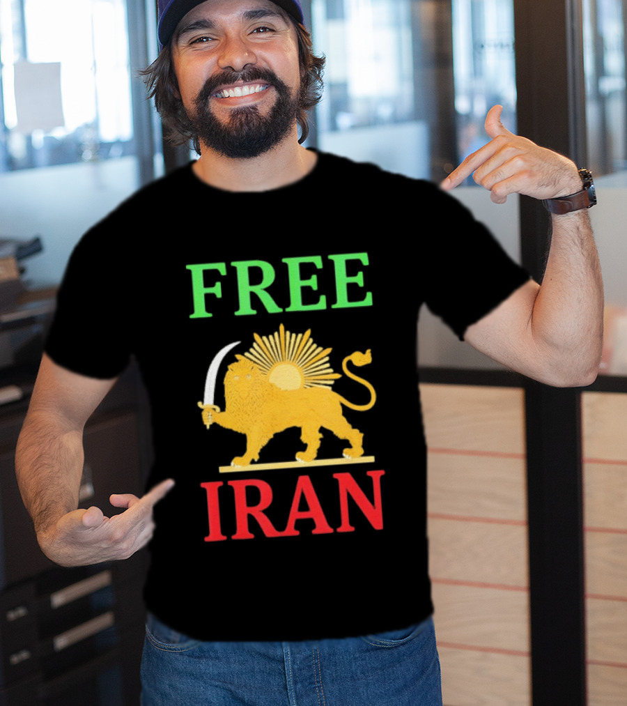 Free Iran Lion And Sun Emblem Freedom Movement T-Shirt