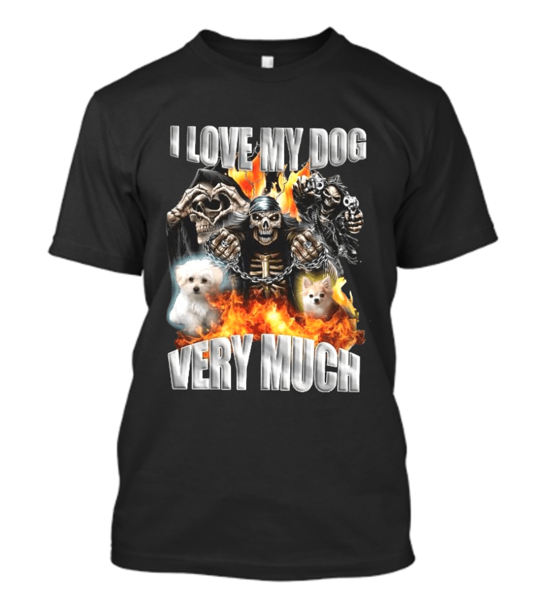 I Love My Dog Very Much Grim Reaper Flames Pet Lover T-Shirt