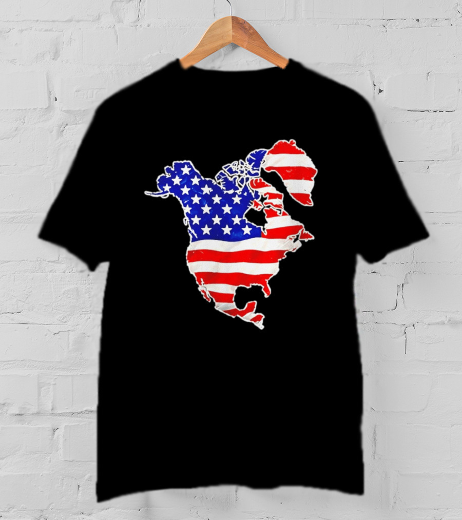 North America US Flag Continent Map Stars And Stripes T-Shirt