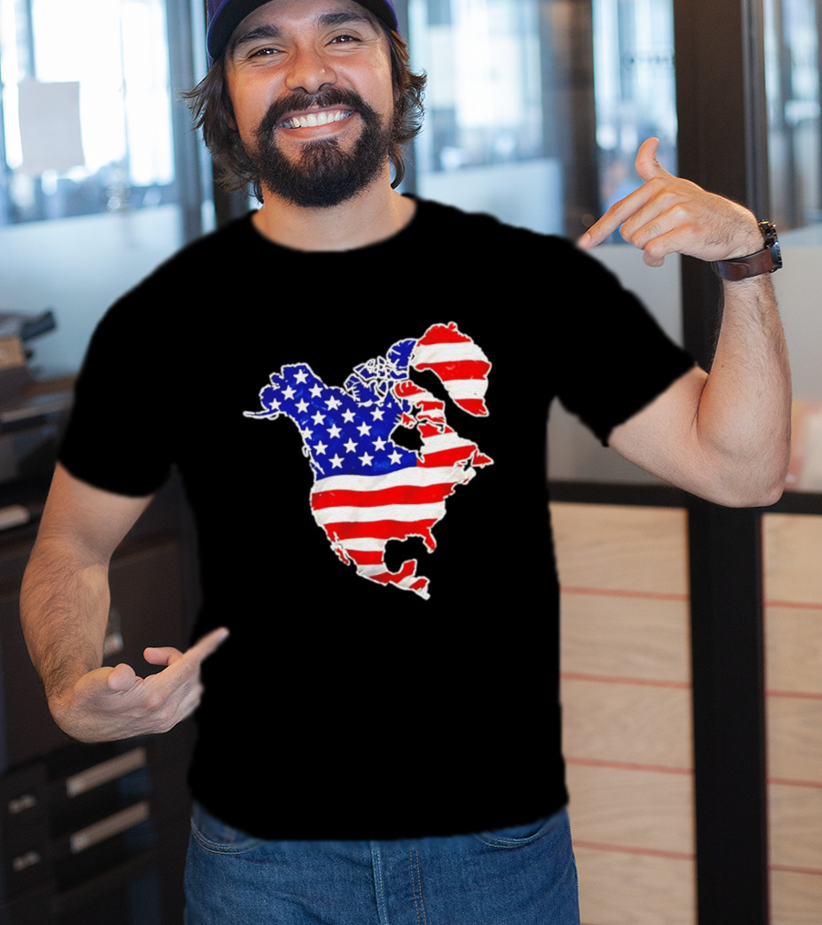 North America US Flag Continent Map Stars And Stripes T-Shirt
