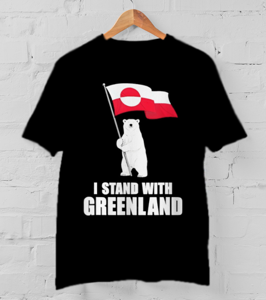 I Stand With Greenland Flag Bear Polar Pride Kalaallit Greenlanders T-Shirt