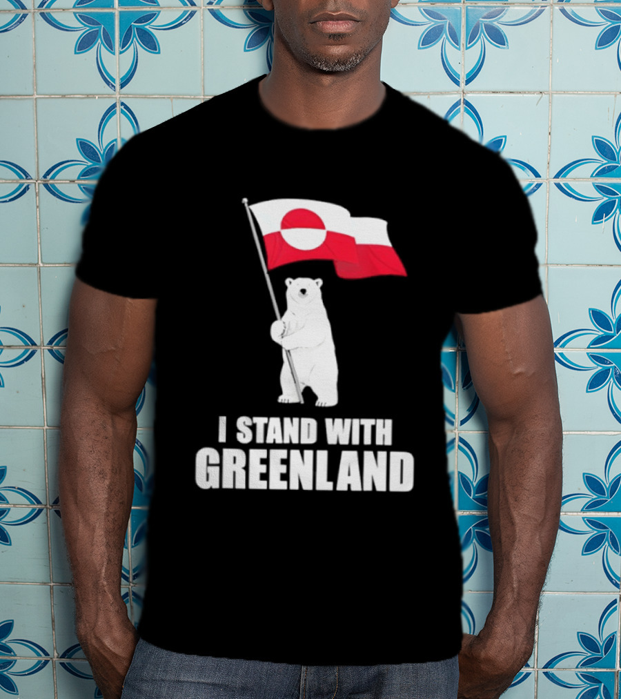 I Stand With Greenland Flag Bear Polar Pride Kalaallit Greenlanders T-Shirt