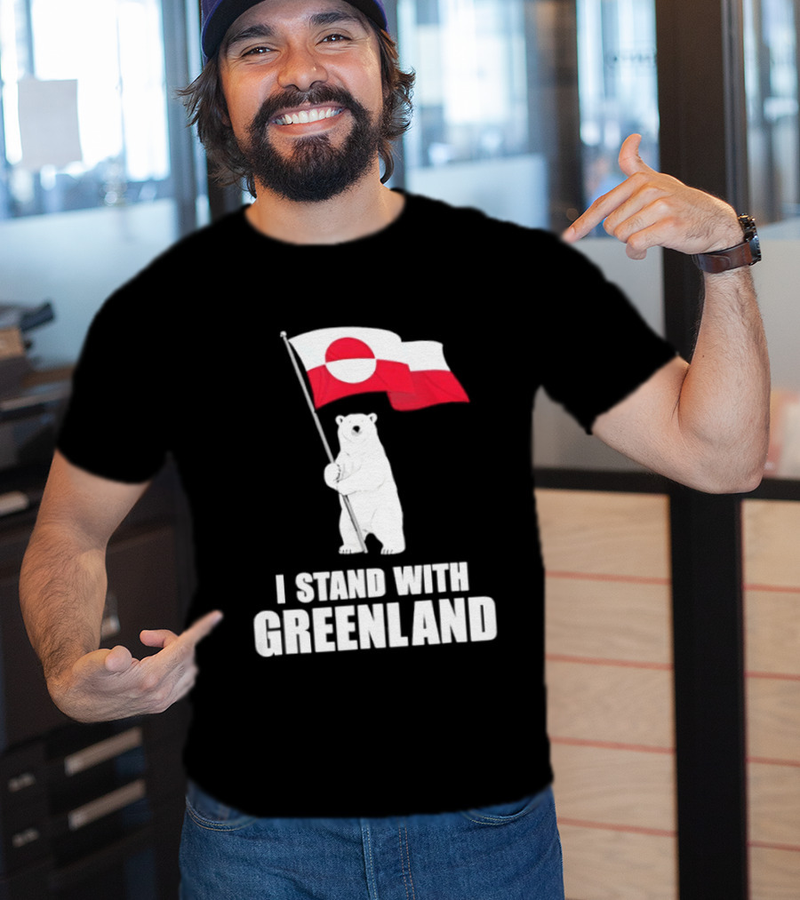 I Stand With Greenland Flag Bear Polar Pride Kalaallit Greenlanders T-Shirt