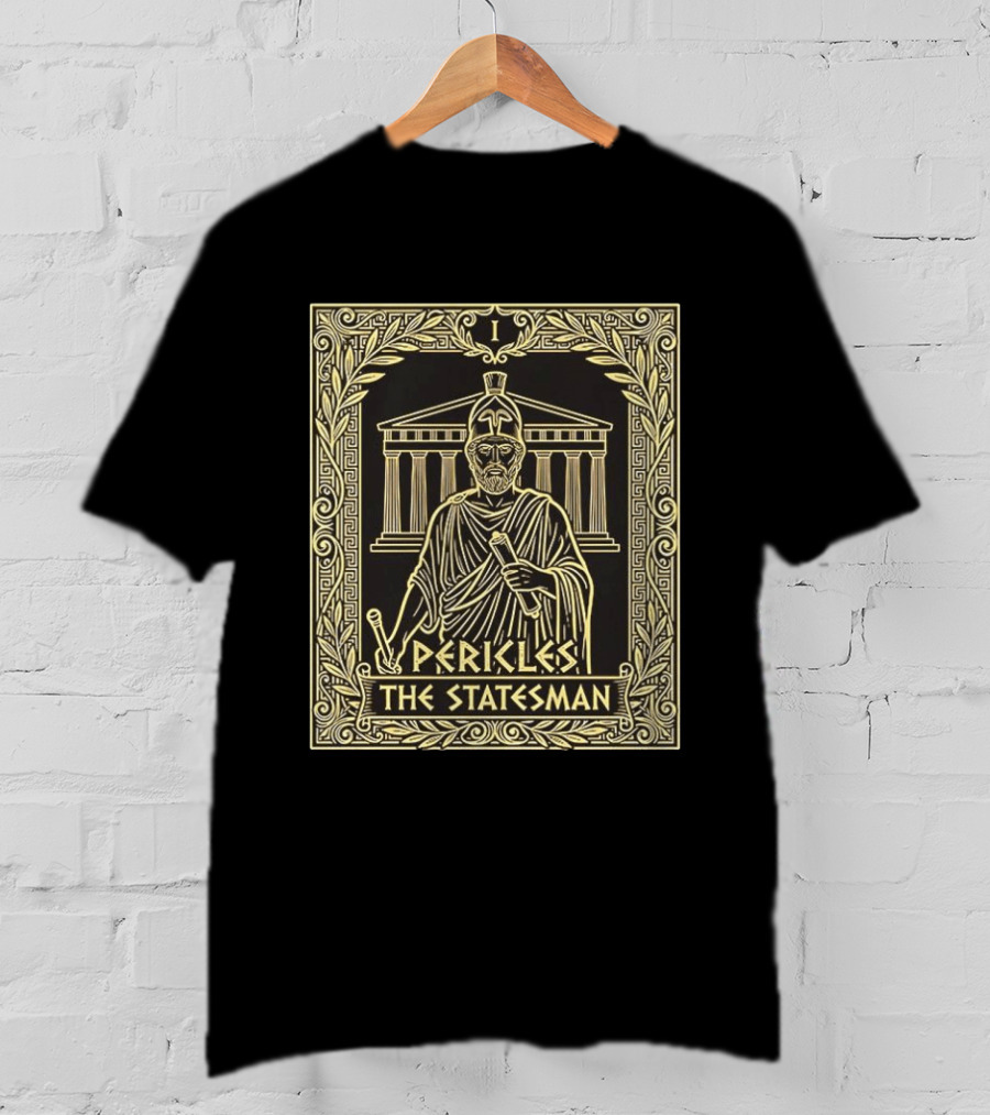 Pericles The Statesman Tarot Card Ancient Greece Roman Helmet Greek Columns T-Shirt