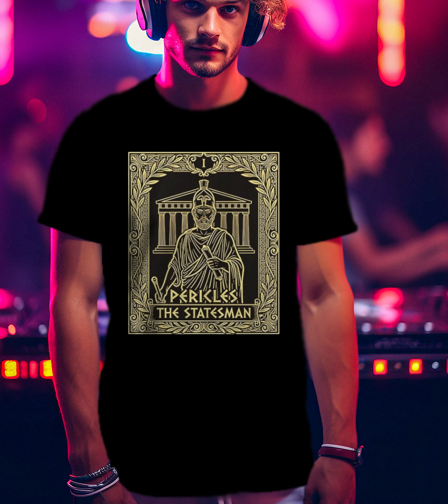 Pericles The Statesman Tarot Card Ancient Greece Roman Helmet Greek Columns T-Shirt