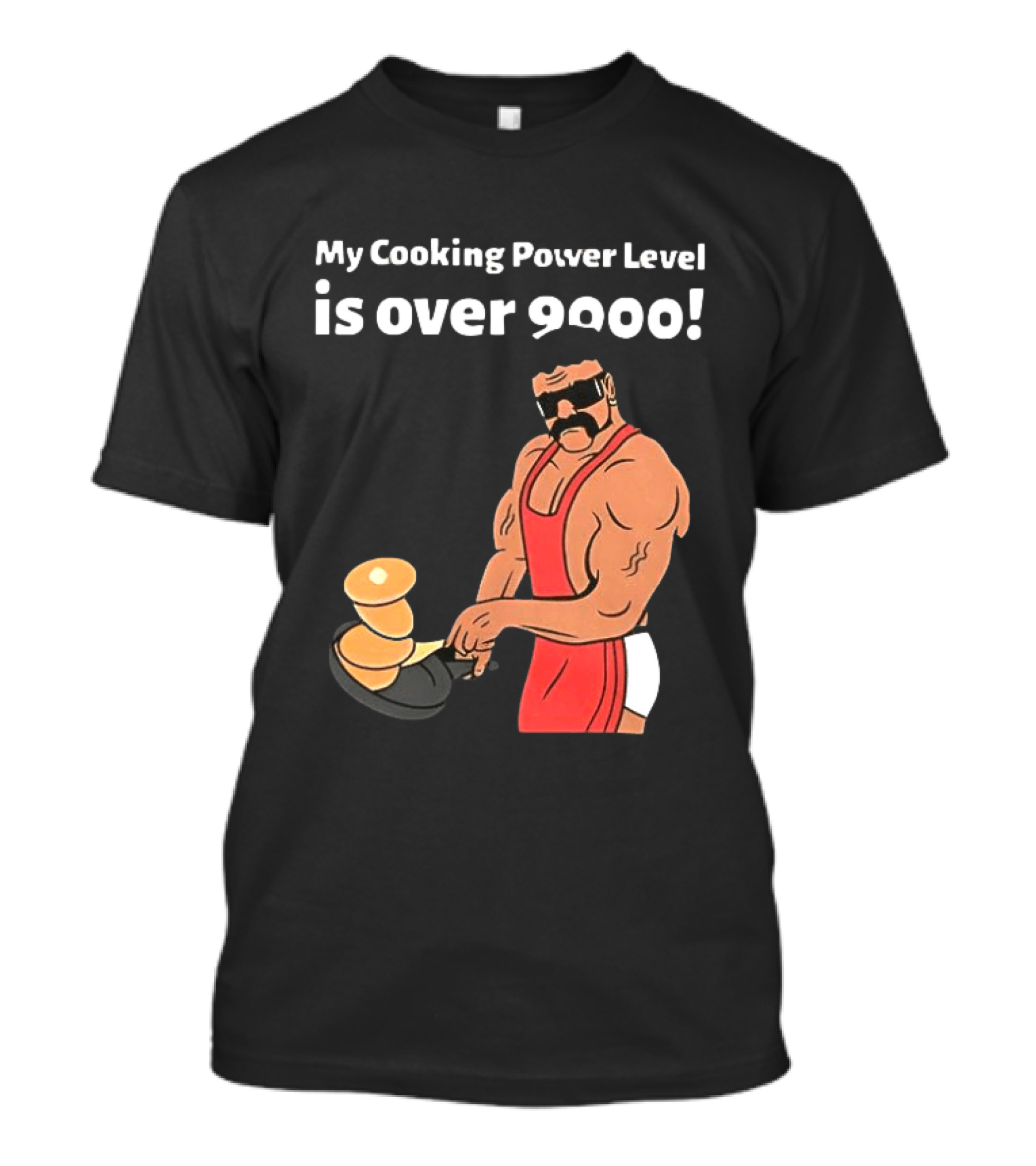 My Cooking Power Level Is Over 9000 Muscle Chef In Red Apron T-Shirt