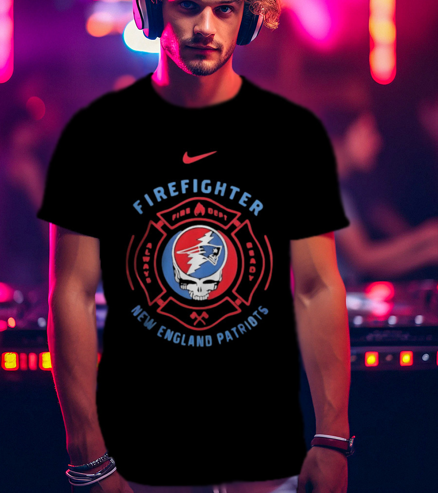 Nike Firefighter New England Patriots Grateful Dead T-Shirt