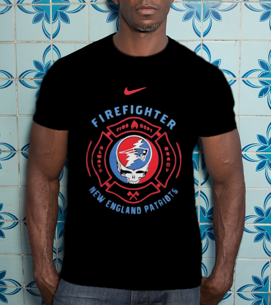 Nike Firefighter New England Patriots Grateful Dead T-Shirt