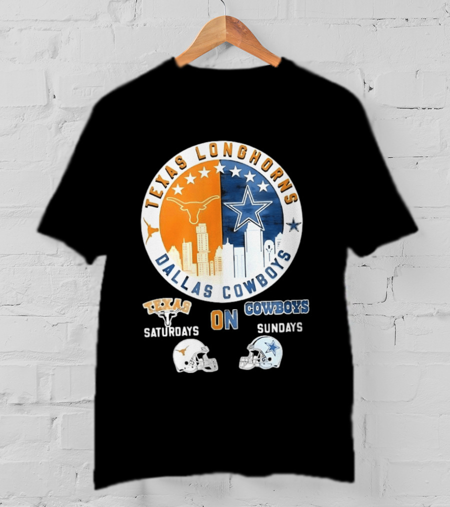 Texas Longhorns Dallas Cowboys Saturdays Sundays Football Rivalry Mashup T-Shirt