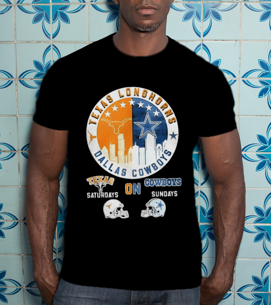 Texas Longhorns Dallas Cowboys Saturdays Sundays Football Rivalry Mashup T-Shirt