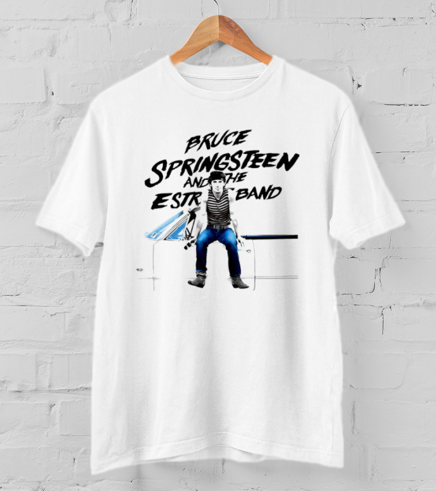 Bruce Springsteen And The E Street Band Photo Vintage Style Sitting On Car T-Shirt