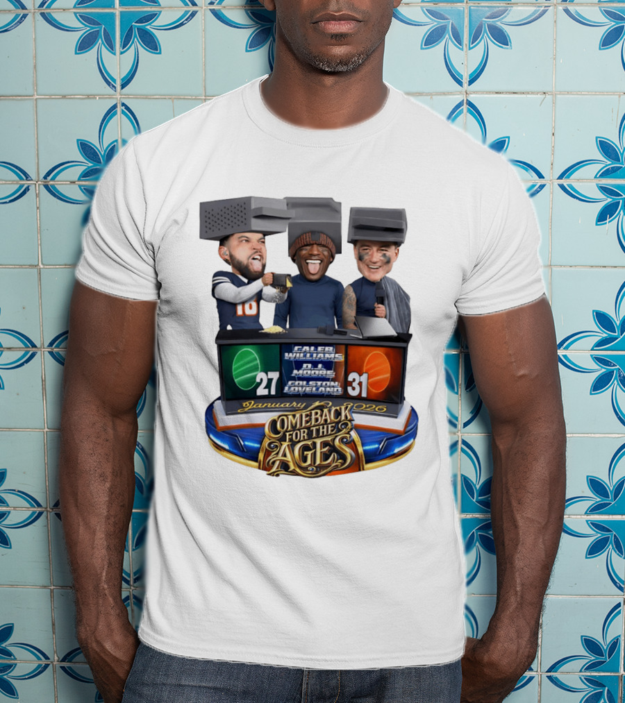 January 2026 Caleb Williams Colston Loveland DJ Moore Cheese Grater Caricature Comeback For The Ages T-Shirt