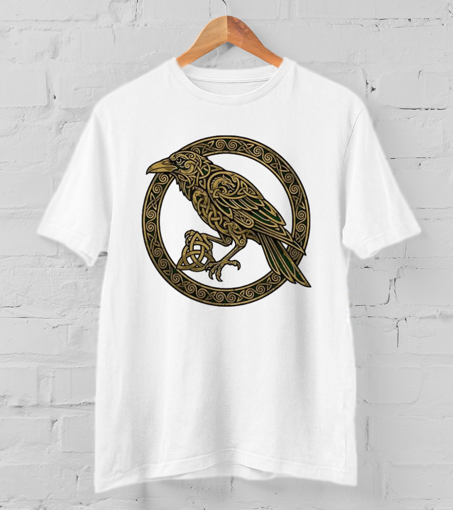 Celtic Raven Knot Northern Mythology Symbol With Intricate Viking T-Shirt