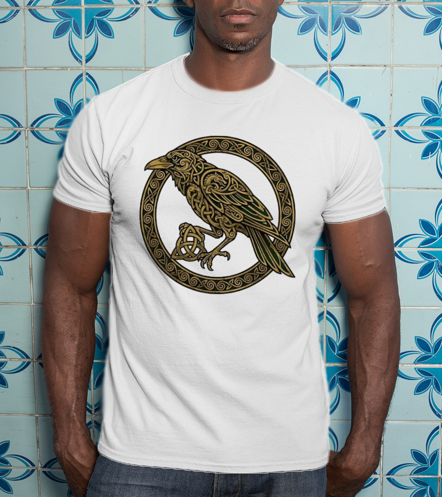Celtic Raven Knot Northern Mythology Symbol With Intricate Viking T-Shirt