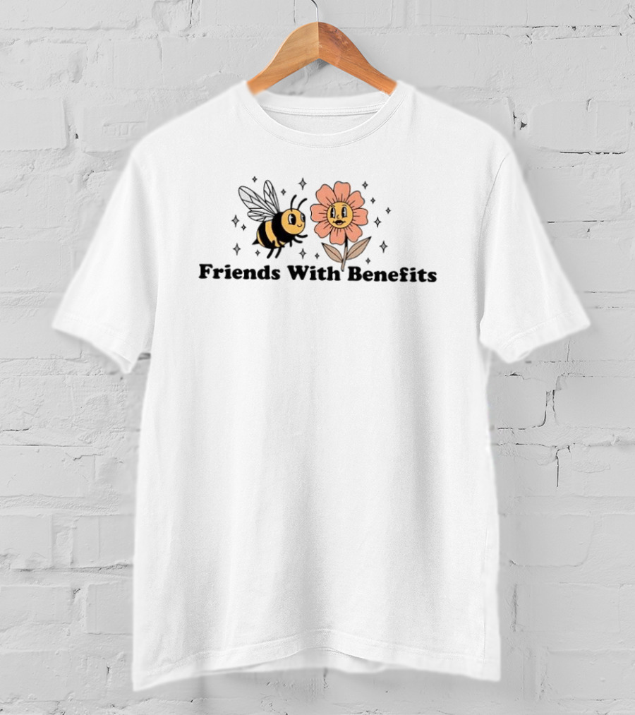 Friends With Benefits Bees And Flowers Meme Cute Illustrated Pals T-Shirt