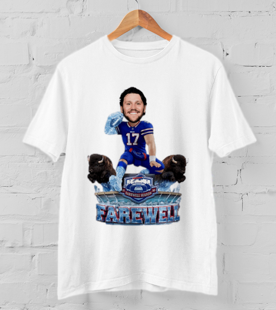 Buffalo Bills Josh Allen Hurdle Farewell Season Highmark Stadium Caricature T-Shirt