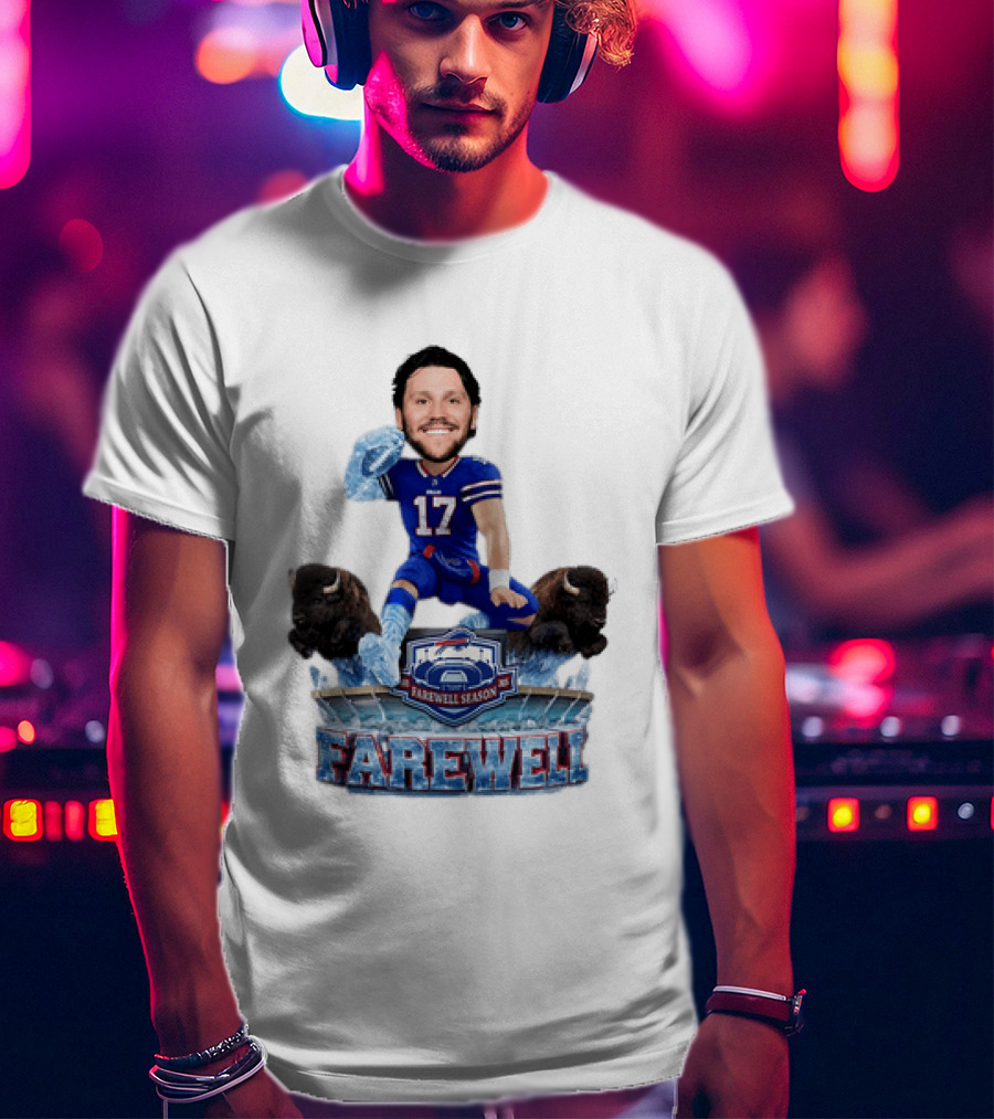 Buffalo Bills Josh Allen Hurdle Farewell Season Highmark Stadium Caricature T-Shirt