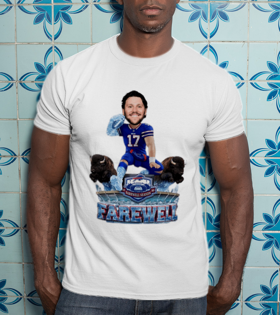 Buffalo Bills Josh Allen Hurdle Farewell Season Highmark Stadium Caricature T-Shirt