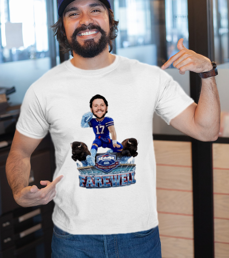 Buffalo Bills Josh Allen Hurdle Farewell Season Highmark Stadium Caricature T-Shirt