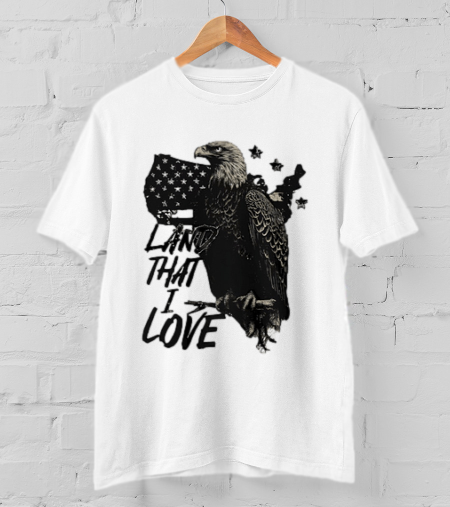 Land That I Love Eagle With American Flag And Stars T-Shirt