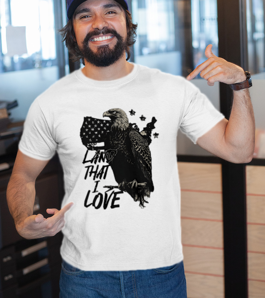 Land That I Love Eagle With American Flag And Stars T-Shirt