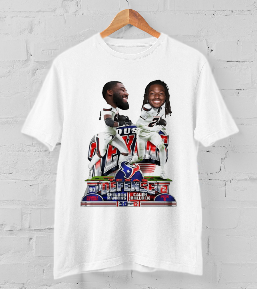 Houston Texans Defense Sheldon Rankins Calen Bullock Wild Card Gamebreaker Caricature T-Shirt
