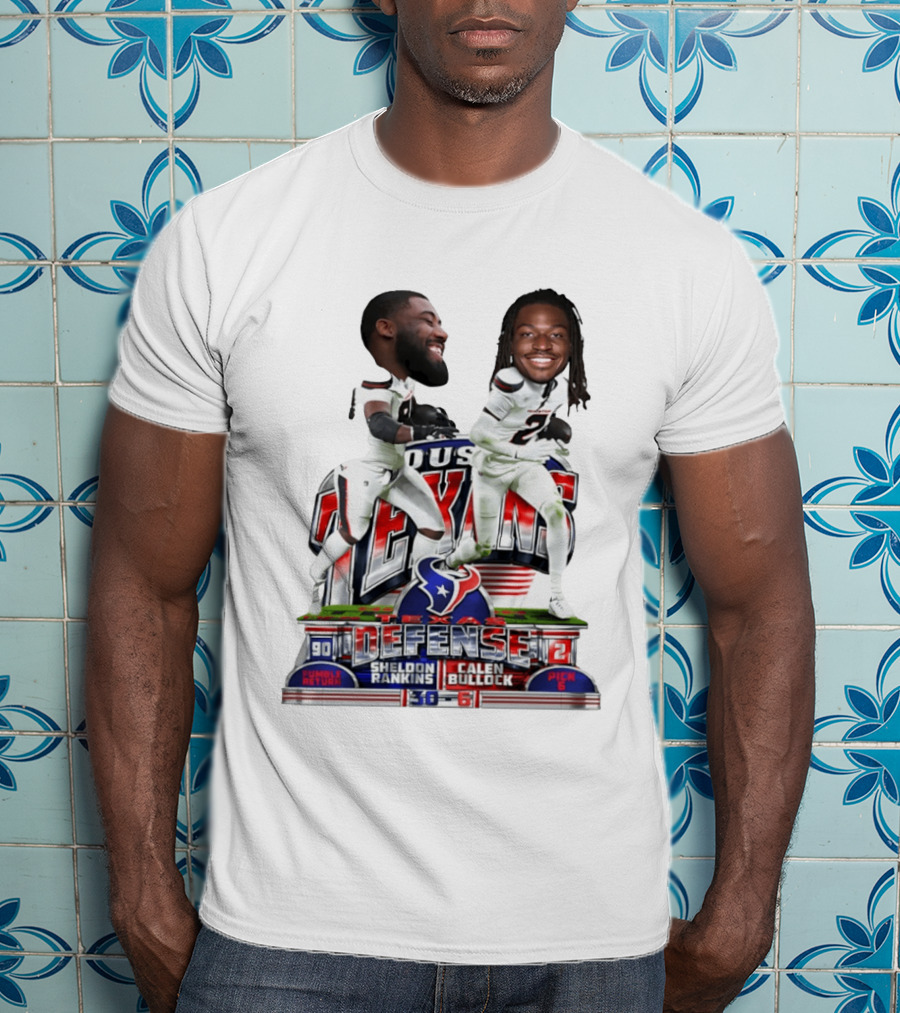 Houston Texans Defense Sheldon Rankins Calen Bullock Wild Card Gamebreaker Caricature T-Shirt