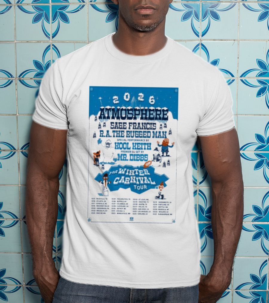 Atmosphere Winter Carnival Tour 2026 Featuring Sa Roc DJ Keezy Mr Dibbs T-Shirt