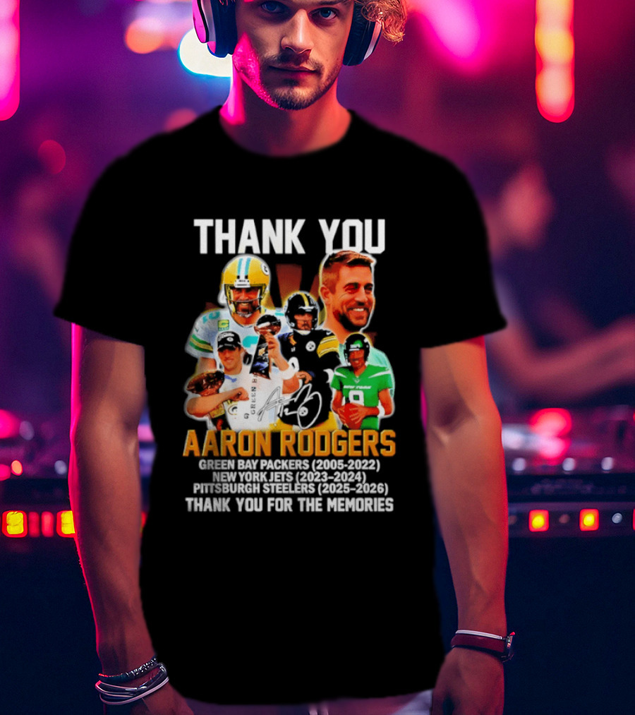 Thank You Aaron Rodgers Packers Jets Steelers Memories 2005 2023 T-Shirt