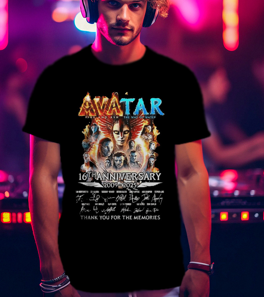 Avatar Fire And Ash The Way Of Water 16th Anniversary 2009 2025 Thank You For The Memories T-Shirt