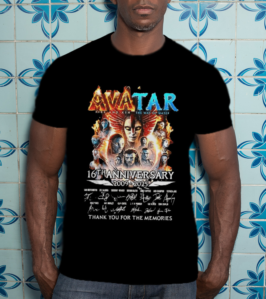 Avatar Fire And Ash The Way Of Water 16th Anniversary 2009 2025 Thank You For The Memories T-Shirt