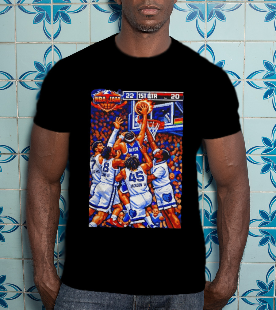 NBA Jam Memphis Grizzlies Adams Jackson Jr Black Players 22 1st QTR 20 T-Shirt