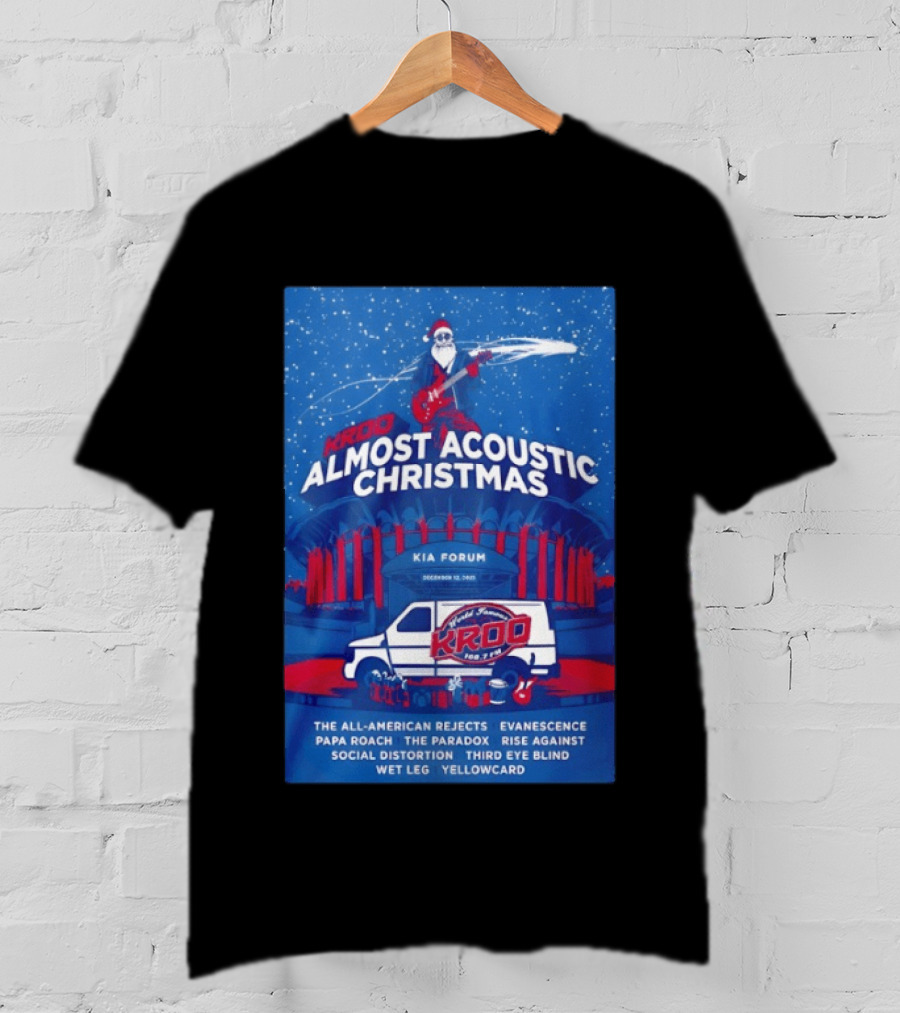 KROQ Almost Acoustic Christmas December 13 2025 Los Angeles Bands Lineup Santa T-Shirt