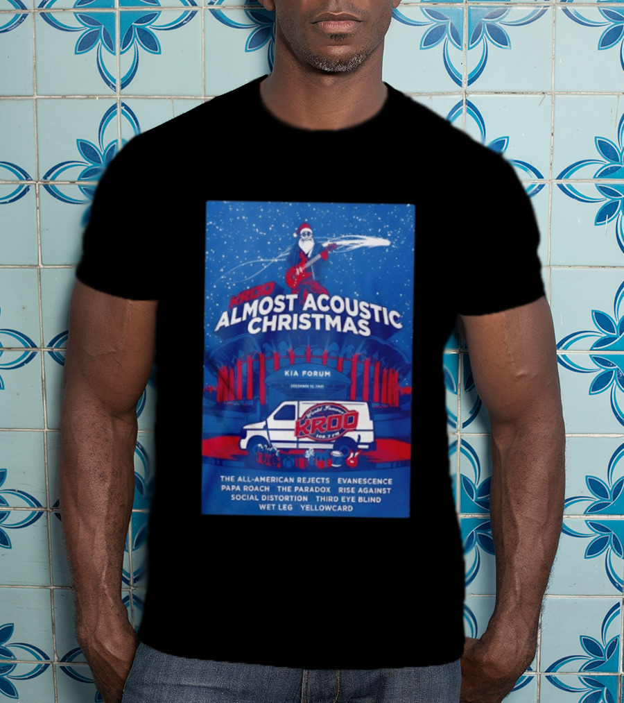 KROQ Almost Acoustic Christmas December 13 2025 Los Angeles Bands Lineup Santa T-Shirt