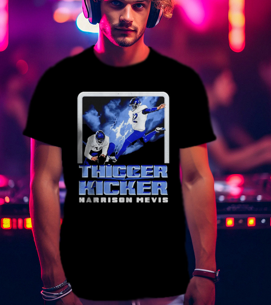 Harrison Mevis Thiccer Kicker Lightning Football Action T-Shirt