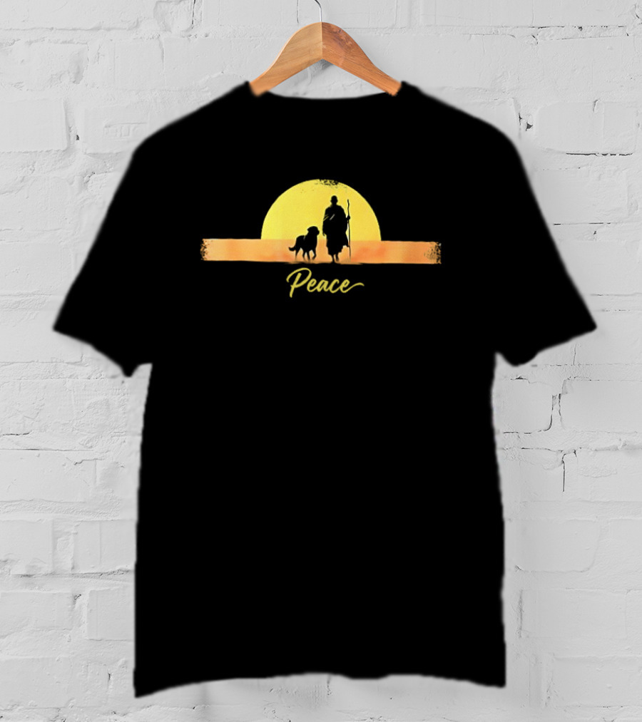Sunset Walk For Peace Monks And Aloka Dog T-Shirt