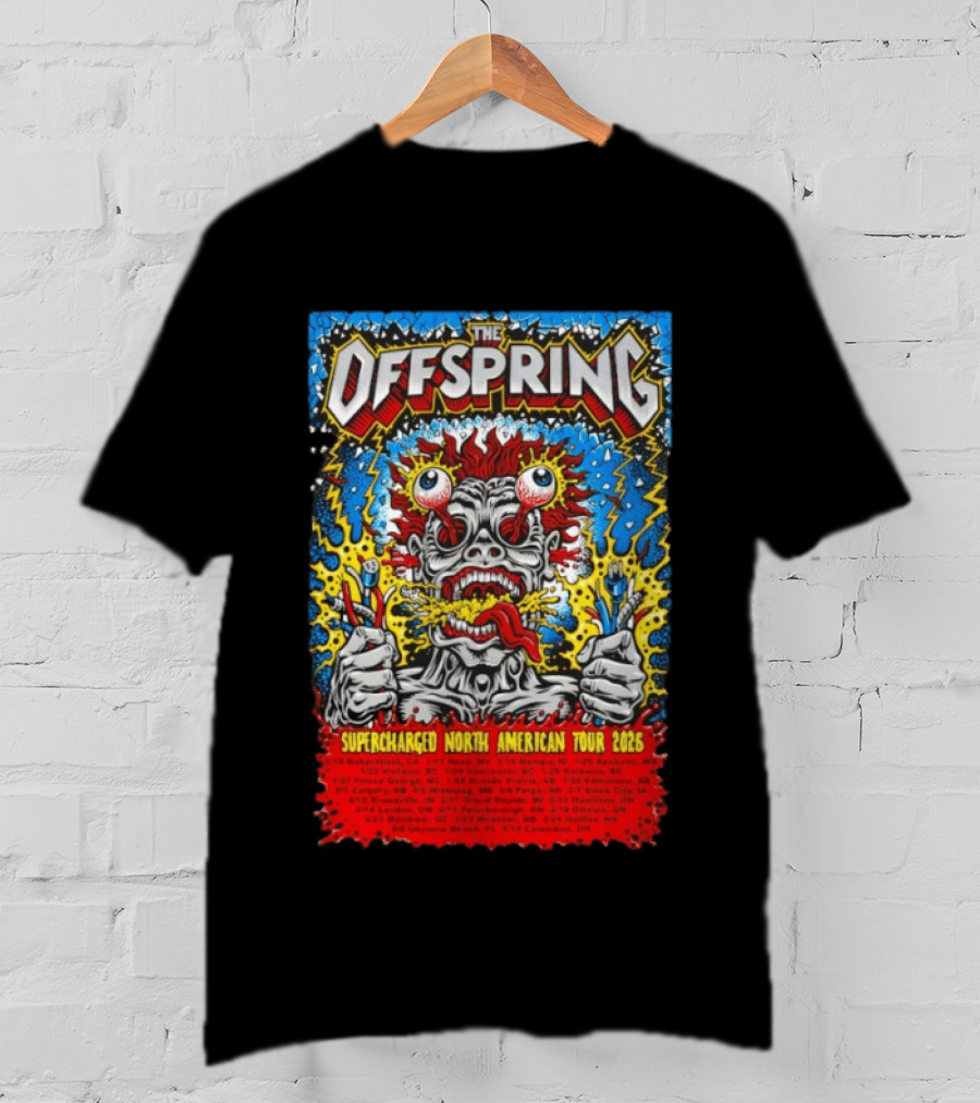 The Offspring Supercharged North American Tour 2026 Concert Dates And Venues T-Shirt