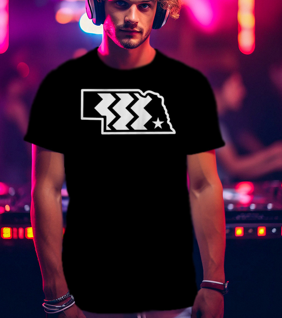 Throwback Converse Nebraska State Iconic Chevron Map Star T-Shirt