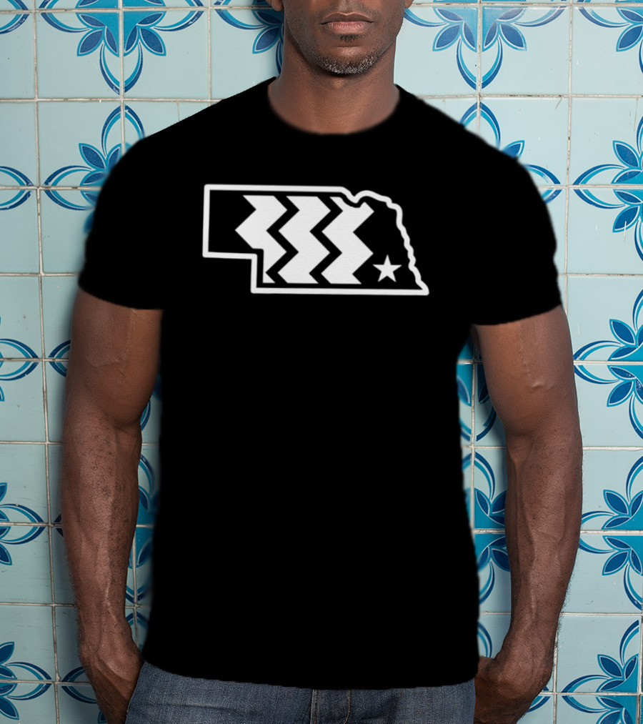 Throwback Converse Nebraska State Iconic Chevron Map Star T-Shirt