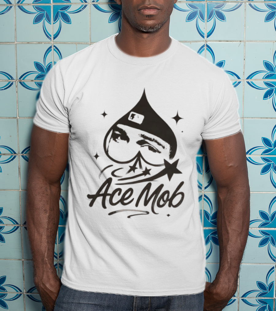 Ace Mob Spade Face Graffiti Stars T-Shirt