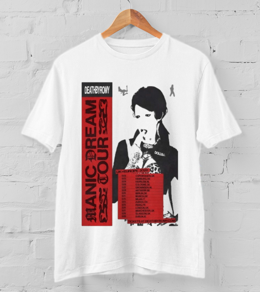 Deathbyromy Manic Dream Tour 2026 UK Europe Concert Dates T-Shirt