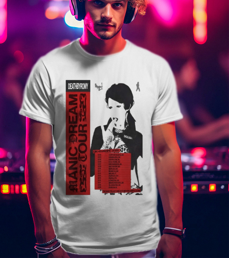 Deathbyromy Manic Dream Tour 2026 UK Europe Concert Dates T-Shirt