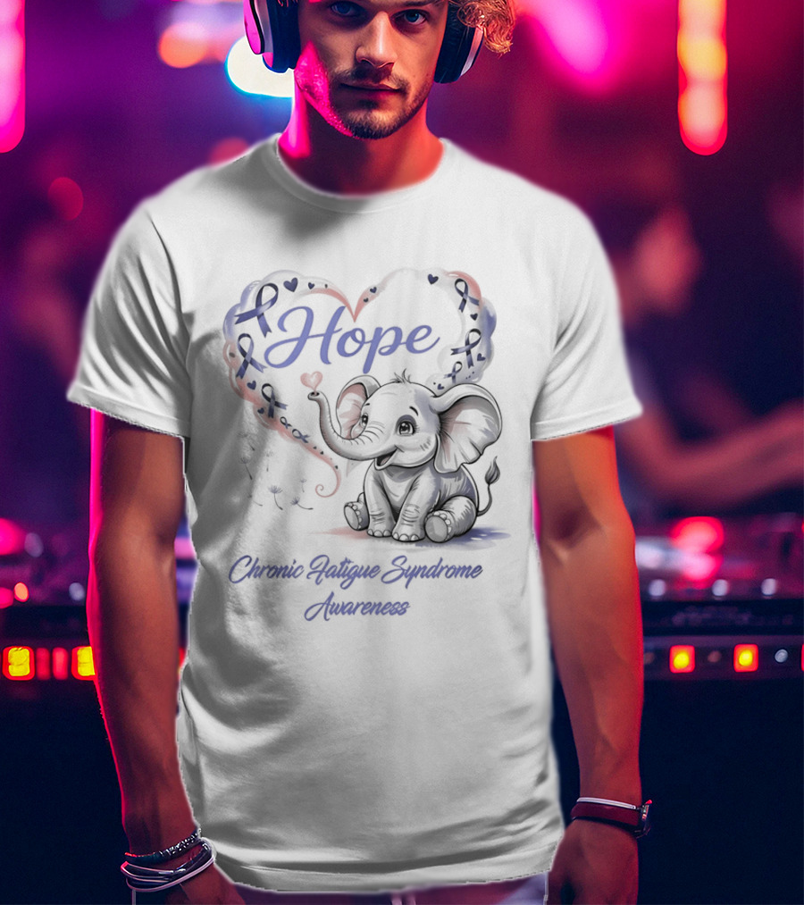 Elephant Hope Heart Chronic Fatigue Syndrome Awareness T-Shirt