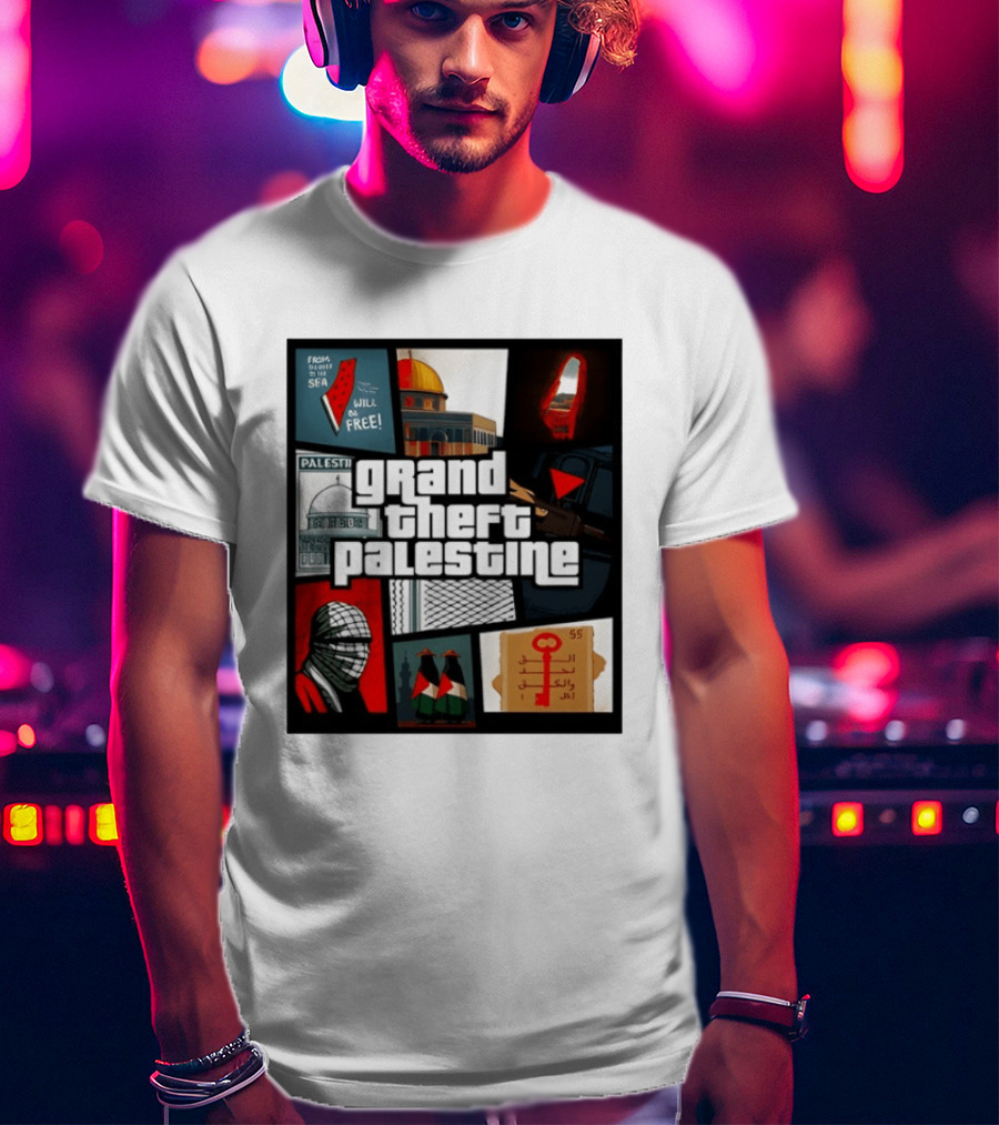 Grand Theft Palestine Dome Of The Rock Sea To Sea Free Palestine RPG Key 55 Flag Cover T-Shirt