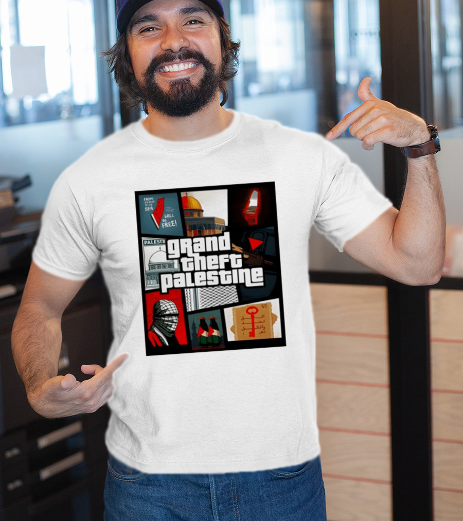 Grand Theft Palestine Dome Of The Rock Sea To Sea Free Palestine RPG Key 55 Flag Cover T-Shirt