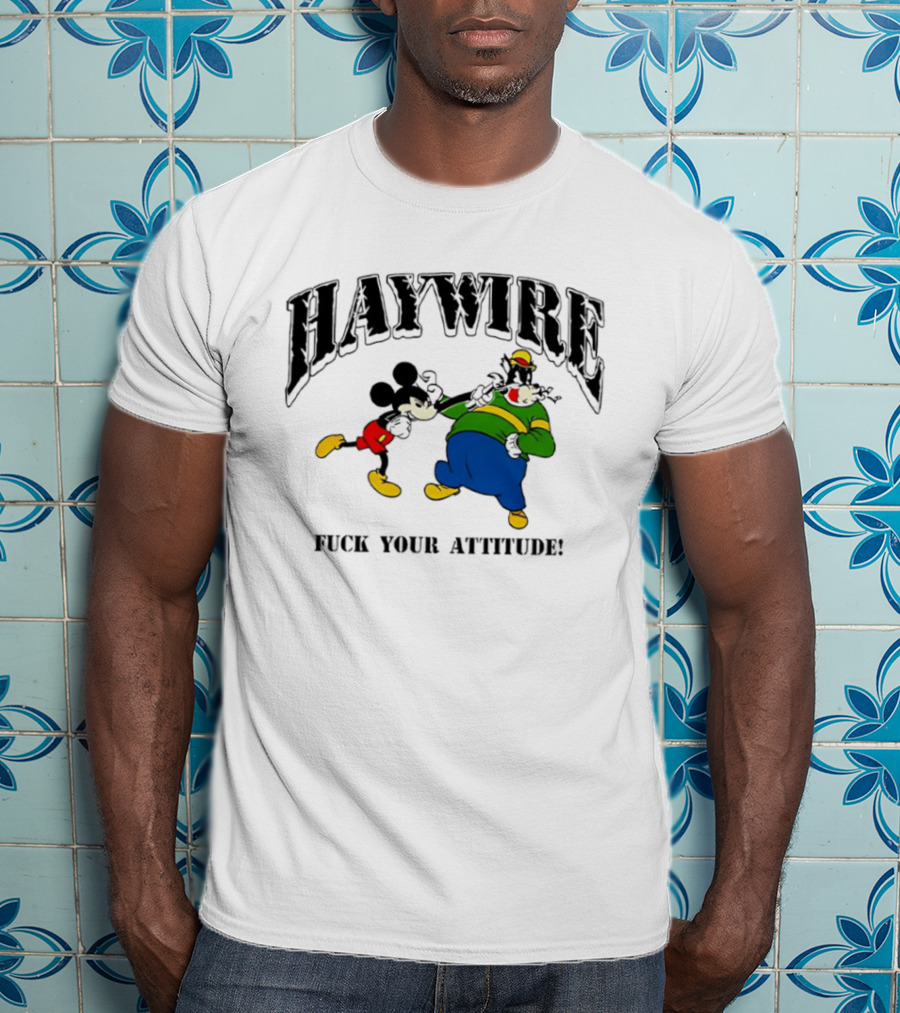 Haywire Fuck Your Attitude Mickey Mouse Comic T-Shirt