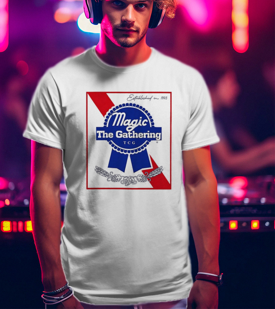 Magic The Gathering Pabst Established 1993 Vintage Style Ribbon T-Shirt